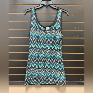 BKE Lace Trim Chevron Tank Top – Size L (Made in Canada)